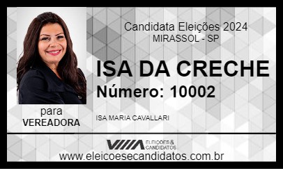 Candidato ISA DA CRECHE 2024 - MIRASSOL - Eleições