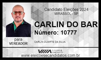 Candidato CARLIN DO BAR 2024 - MIRASSOL - Eleições