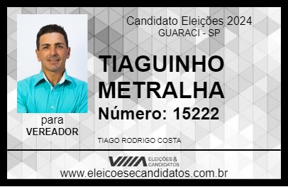 Candidato TIAGUINHO METRALHA 2024 - GUARACI - Eleições