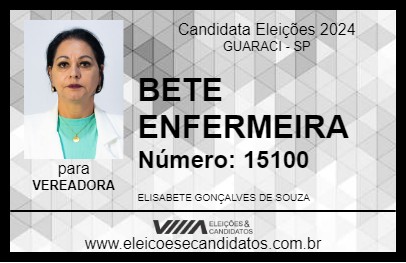 Candidato BETE ENFERMEIRA 2024 - GUARACI - Eleições