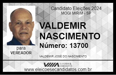 Candidato VALDEMIR NASCIMENTO 2024 - MOGI MIRIM - Eleições