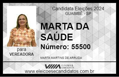 Candidato MARTA DA SAÚDE 2024 - GUAIMBÊ - Eleições