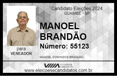 Candidato MANOEL BRANDÃO 2024 - GUAIMBÊ - Eleições