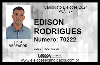 Candidato EDISON RODRIGUES 2024 - POÁ - Eleições