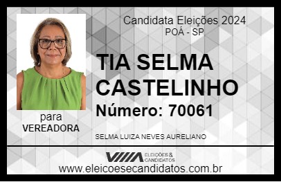 Candidato TIA SELMA CASTELINHO 2024 - POÁ - Eleições