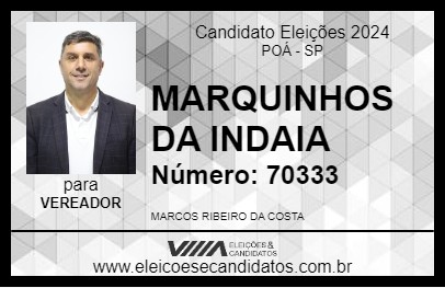 Candidato MARQUINHOS DA INDAIA 2024 - POÁ - Eleições