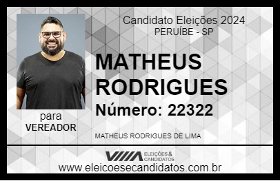 Candidato MATHEUS RODRIGUES 2024 - PERUÍBE - Eleições