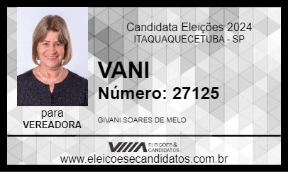 Candidato VANI 2024 - ITAQUAQUECETUBA - Eleições