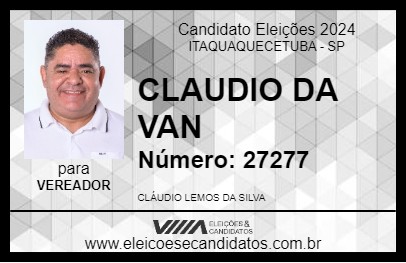 Candidato CLAUDIO DA VAN 2024 - ITAQUAQUECETUBA - Eleições