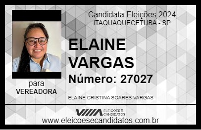 Candidato ELAINE VARGAS 2024 - ITAQUAQUECETUBA - Eleições