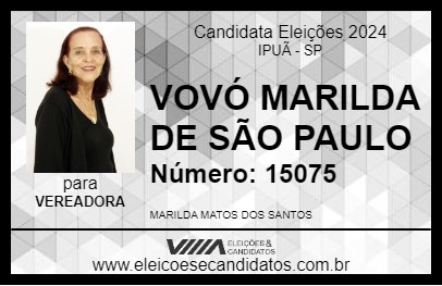 Candidato VOVÓ MARILDA DE SÃO PAULO 2024 - IPUÃ - Eleições