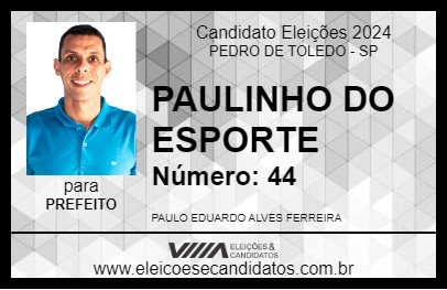 Candidato PAULINHO DO ESPORTE 2024 - PEDRO DE TOLEDO - Eleições