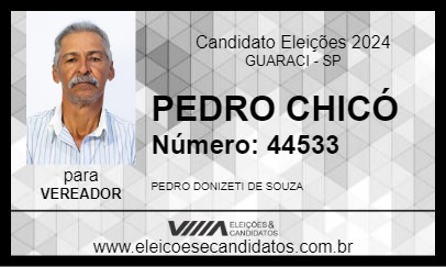 Candidato PEDRO CHICÓ 2024 - GUARACI - Eleições