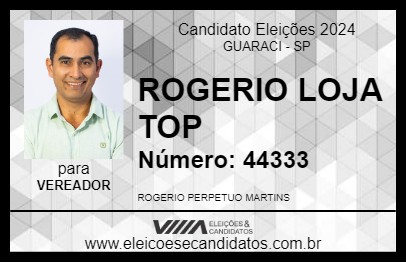 Candidato ROGERIO LOJA TOP 2024 - GUARACI - Eleições