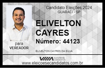 Candidato ELIVELTON CAYRES 2024 - GUARACI - Eleições