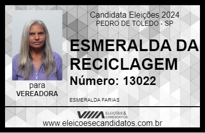 Candidato ESMERALDA DA RECICLAGEM 2024 - PEDRO DE TOLEDO - Eleições