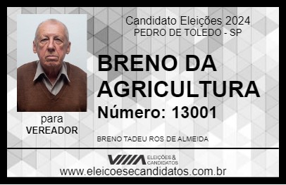 Candidato BRENO DA AGRICULTURA 2024 - PEDRO DE TOLEDO - Eleições