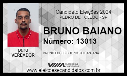 Candidato BRUNO BAIANO 2024 - PEDRO DE TOLEDO - Eleições