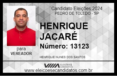 Candidato HENRIQUE JACARÉ 2024 - PEDRO DE TOLEDO - Eleições