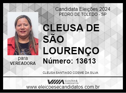 Candidato CLEUSA DE SÃO LOURENÇO 2024 - PEDRO DE TOLEDO - Eleições