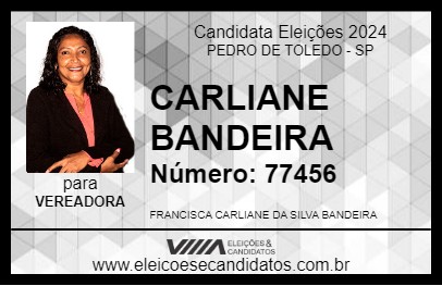 Candidato CARLIANE BANDEIRA 2024 - PEDRO DE TOLEDO - Eleições