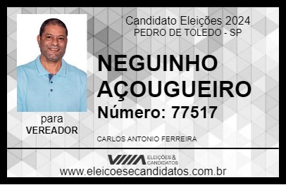 Candidato NEGUINHO AÇOUGUEIRO 2024 - PEDRO DE TOLEDO - Eleições