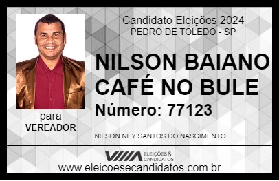 Candidato NILSON BAIANO CAFÉ NO BULE 2024 - PEDRO DE TOLEDO - Eleições