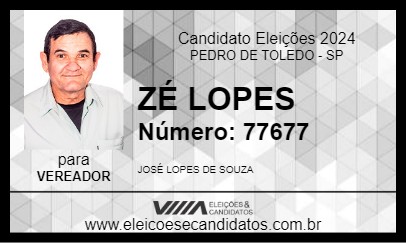 Candidato ZÉ LOPES 2024 - PEDRO DE TOLEDO - Eleições