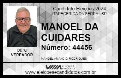 Candidato MANOEL DA CUIDARIS 2024 - ITAPECERICA DA SERRA - Eleições