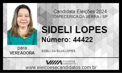 Candidato SIDELI LOPES 2024 - ITAPECERICA DA SERRA - Eleições