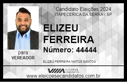 Candidato ELIZEU FERREIRA 2024 - ITAPECERICA DA SERRA - Eleições