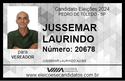 Candidato JUSSEMAR LAURINDO 2024 - PEDRO DE TOLEDO - Eleições