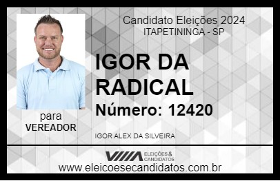 Candidato IGOR DA RADICAL 2024 - ITAPETININGA - Eleições