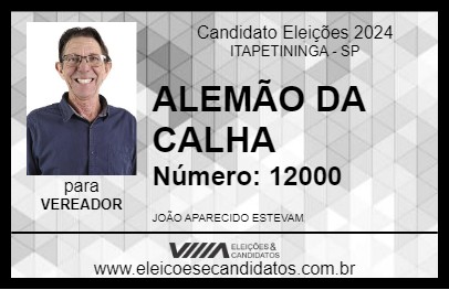 Candidato ALEMÃO DA CALHA 2024 - ITAPETININGA - Eleições