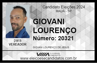 Candidato GIOVANI LOURENÇO 2024 - MAUÁ - Eleições