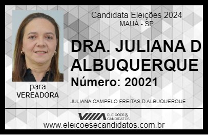 Candidato DRA. JULIANA D ALBUQUERQUE 2024 - MAUÁ - Eleições