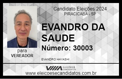 Candidato EVANDRO DA SAUDE 2024 - PIRACICABA - Eleições