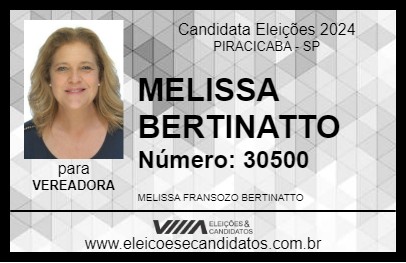 Candidato MELISSA BERTINATTO 2024 - PIRACICABA - Eleições