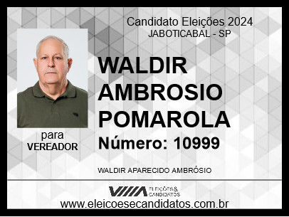 Candidato WALDIR AMBROSIO POMAROLA 2024 - JABOTICABAL - Eleições