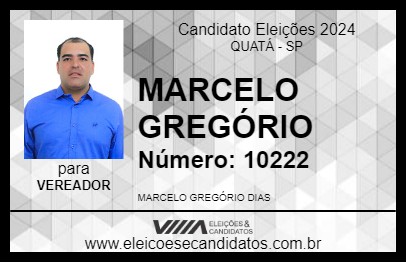 Candidato MARCELO GREGÓRIO 2024 - QUATÁ - Eleições