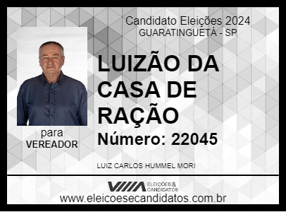 Candidato LUIZÃO DA CASA DE RAÇÃO 2024 - GUARATINGUETÁ - Eleições