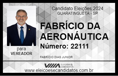 Candidato FABRÍCIO DA AERONÁUTICA 2024 - GUARATINGUETÁ - Eleições