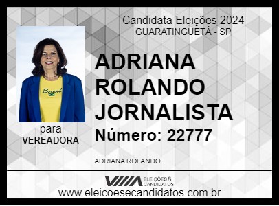 Candidato ADRIANA ROLANDO JORNALISTA 2024 - GUARATINGUETÁ - Eleições