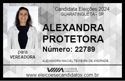 Candidato ALEXANDRA PROTETORA 2024 - GUARATINGUETÁ - Eleições