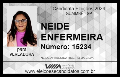 Candidato NEIDE ENFERMEIRA 2024 - GUAIMBÊ - Eleições