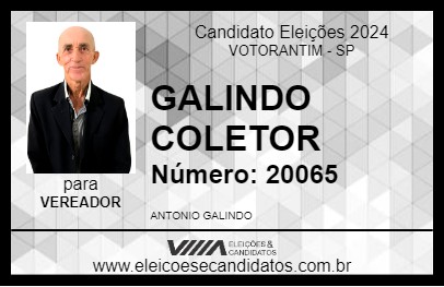 Candidato GALINDO COLETOR 2024 - VOTORANTIM - Eleições