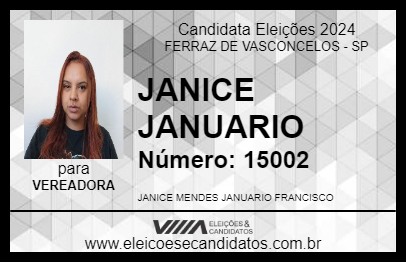 Candidato JANICE JANUARIO 2024 - FERRAZ DE VASCONCELOS - Eleições