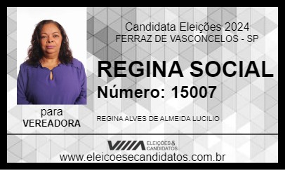 Candidato REGINA SOCIAL 2024 - FERRAZ DE VASCONCELOS - Eleições