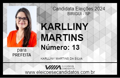 Candidato KARLLINY MARTINS 2024 - BIRIGUI - Eleições