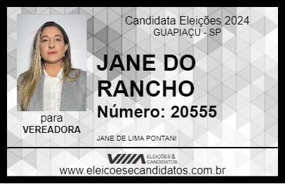 Candidato JANE DO RANCHO 2024 - GUAPIAÇU - Eleições